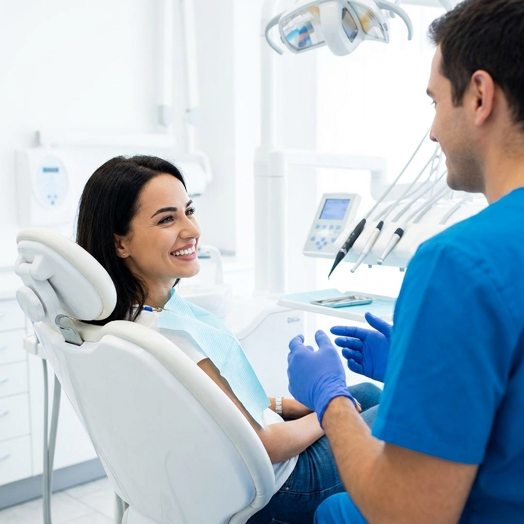 A natural, bright healthy smile closeup