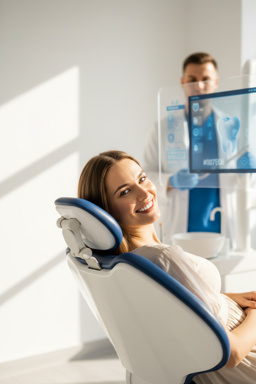 Professional female dentist smiling